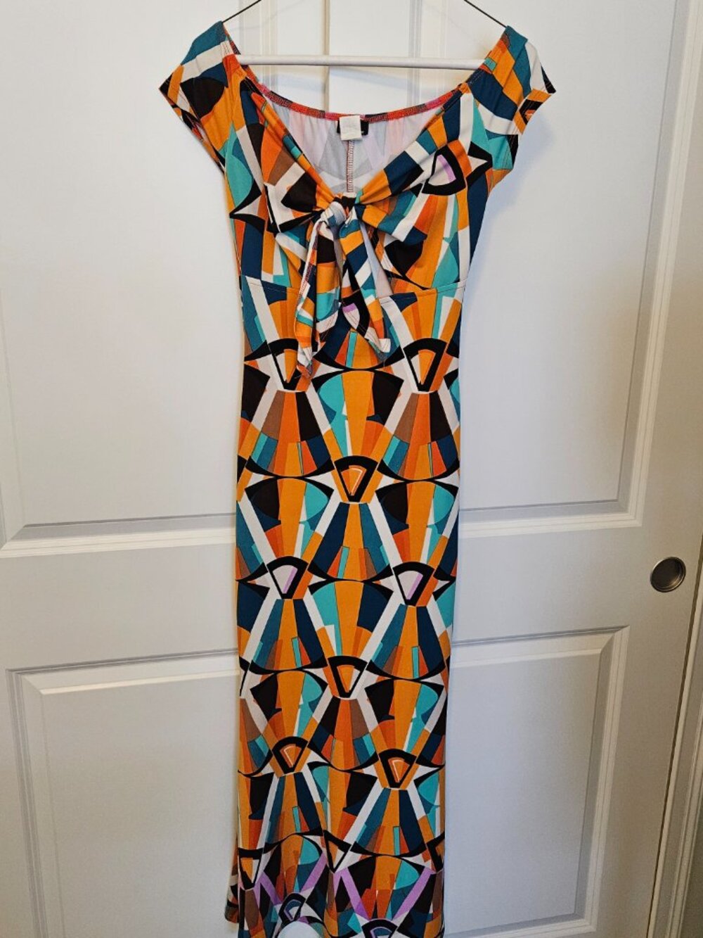 Va Va Voom Women's Geometric Print Off Shoulder Maxi Dress Polyester Size S